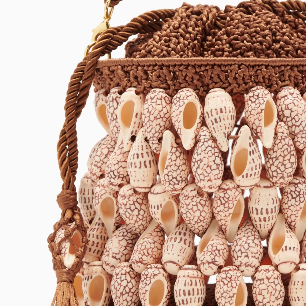 Ulla Johnson Nadia Seashell & crochet bucket bag. NWT. Pristine condition.
